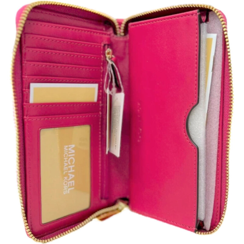 Dámská peněženka Michael Kors large flat mf phone case - carmine pink - růžová