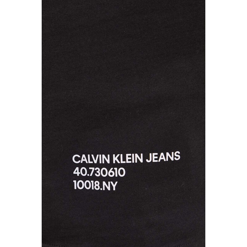 Bavlněné tričko Calvin Klein Jeans černá barva, s potiskem