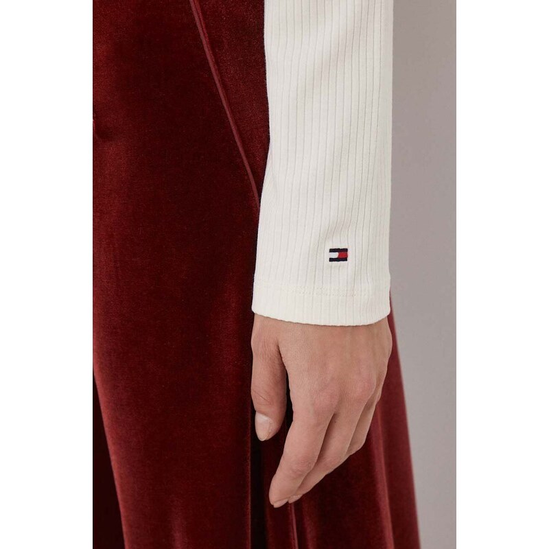 Tričko s dlouhým rukávem Tommy Hilfiger béžová barva