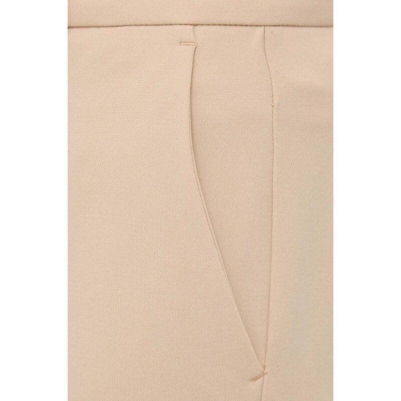 Kalhoty MICHAEL Michael Kors dámské, béžová barva, jednoduché, high waist