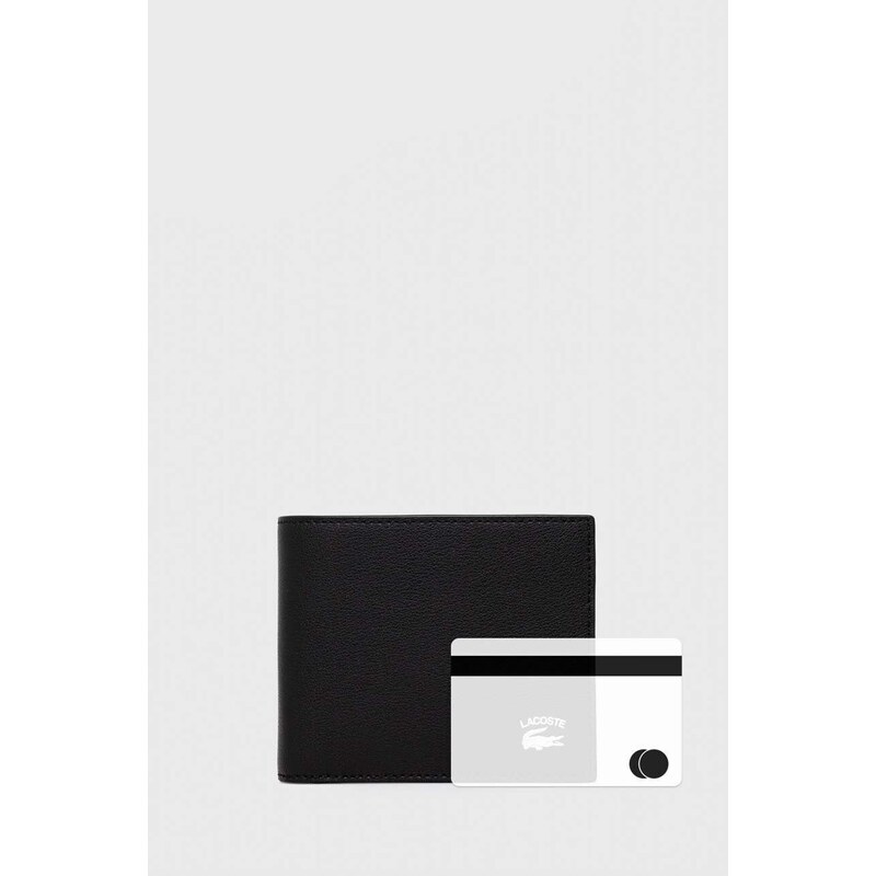 Kožená peněženka Lacoste černá barva