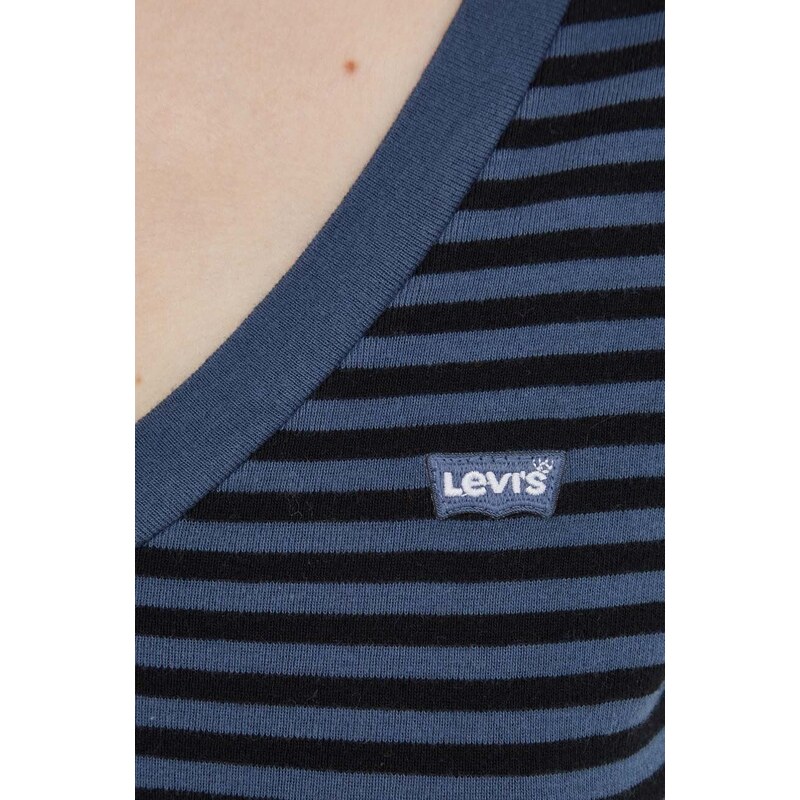 Bavlněné tričko s dlouhým rukávem Levi's tmavomodrá barva