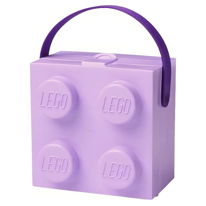 Lego Fialový svačinový box s rukojetí LEGO Storage 16,5 x 16,5 cm