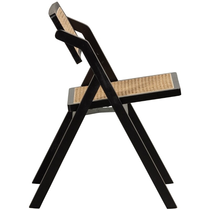 Hoorns Černá dřevěná zahradní židle Kaden s ratanovým výpletem