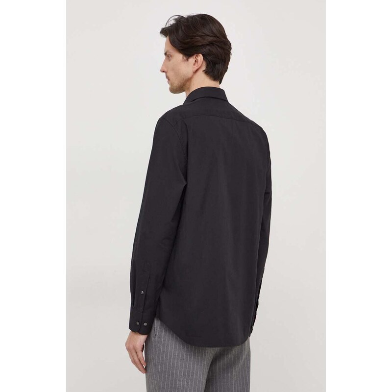 Košile Tommy Hilfiger pánská, černá barva, regular, s klasickým límcem