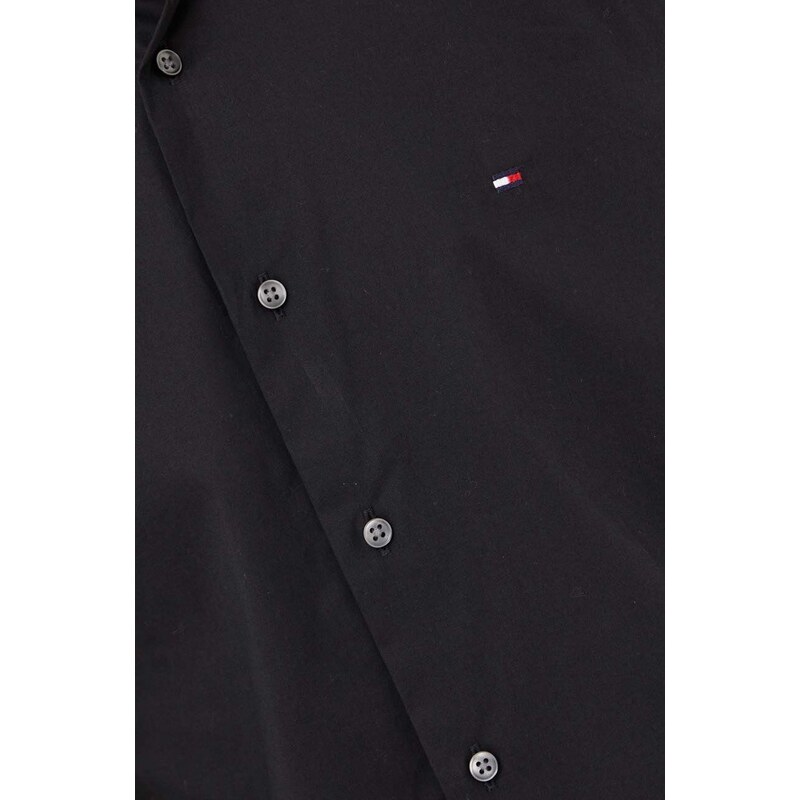 Košile Tommy Hilfiger pánská, černá barva, regular, s klasickým límcem
