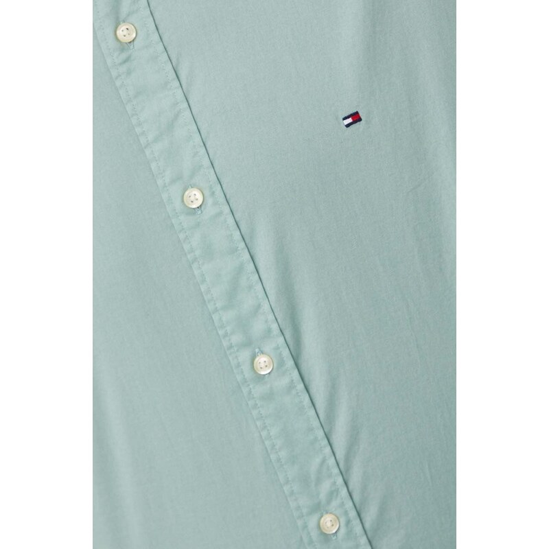 Košile Tommy Hilfiger zelená barva, regular, s límečkem button-down