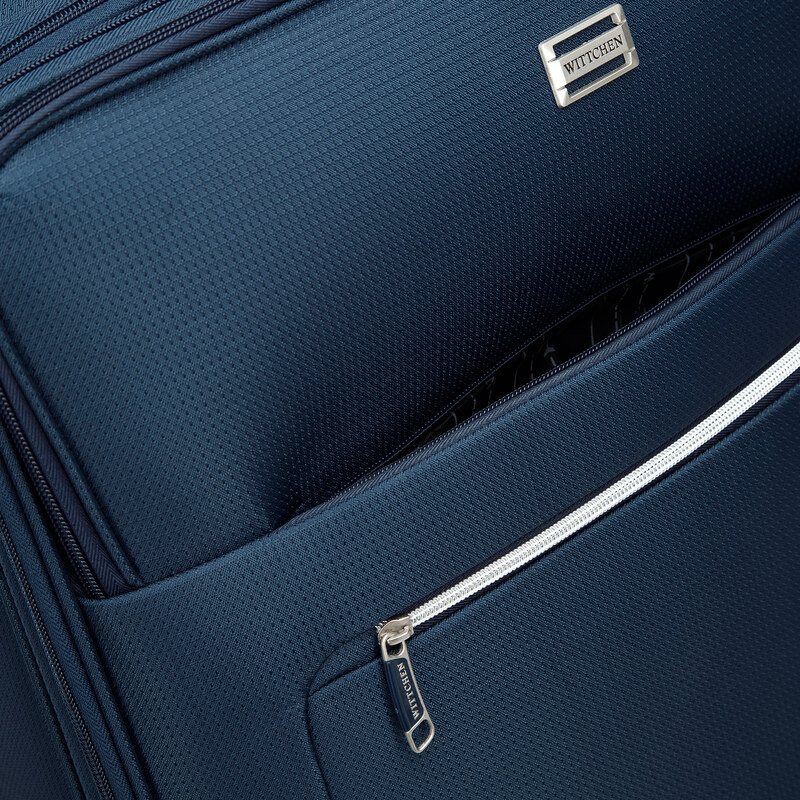 Malý měkký kufr s lesklým zipem na přední straně Wittchen, tmavě modrá, polyester