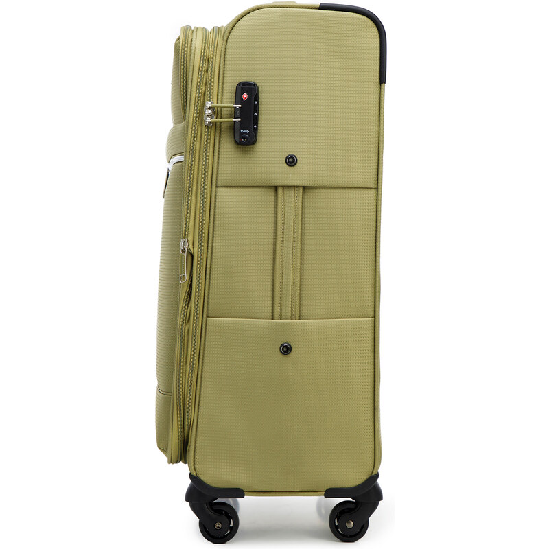 Sada měkkých kufrů s lesklým předním zipem Wittchen, zelená, polyester