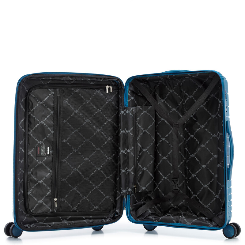 Střední kufr vyroben z polypropylenu s lesklými pruhy Wittchen, modrá, polypropylen