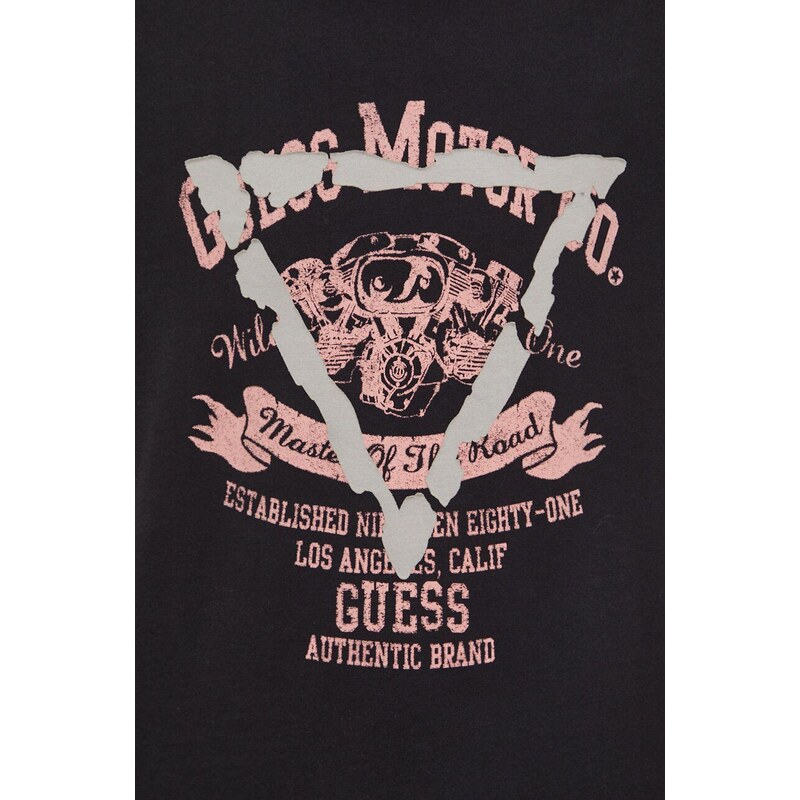 Bavlněné tričko Guess černá barva, s potiskem, M4RI20 K8FQ4