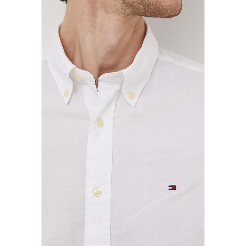 Košile Tommy Hilfiger bílá barva, regular, s límečkem button-down