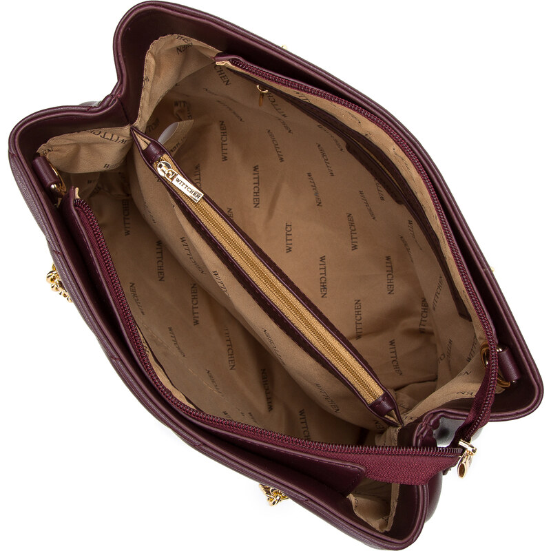 Dámská kabelka s diagonálním prošíváním na řetízku Wittchen, švestka, ekologická kůže
