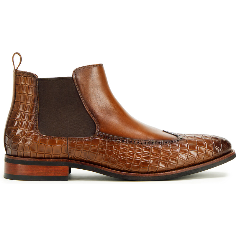 Pánské kožené boty s motivem krokodýli kůže Wittchen, hnědá, přírodní kůže