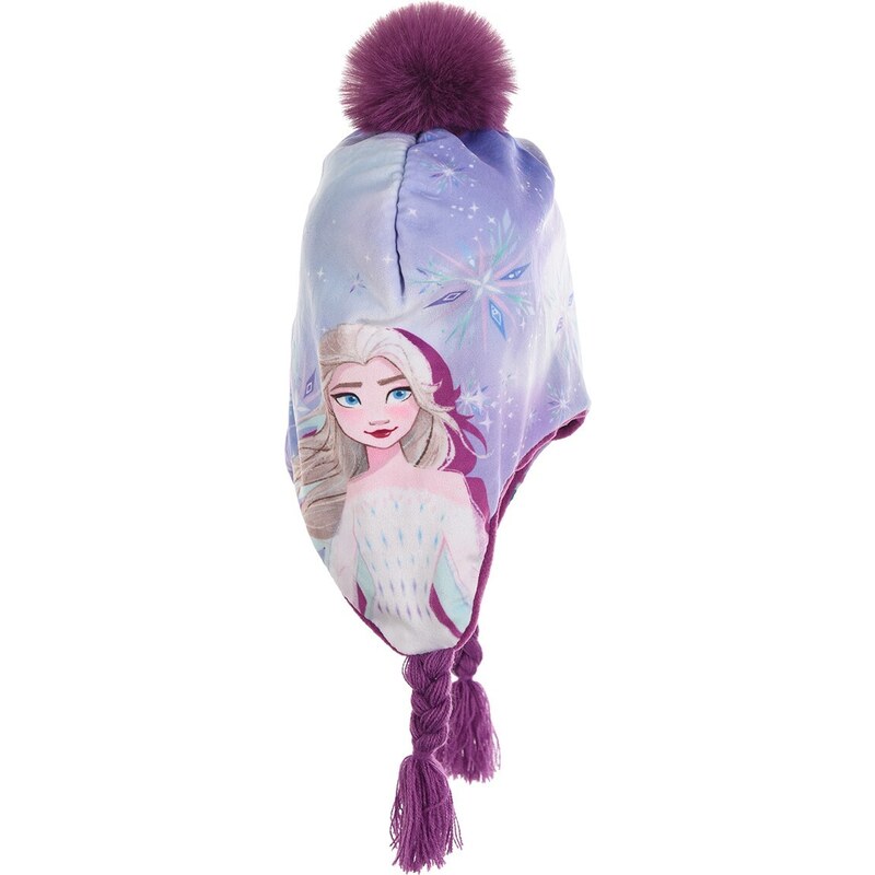 DISNEY FROZEN FIALOVÁ ČEPICE S BAMBULÍ