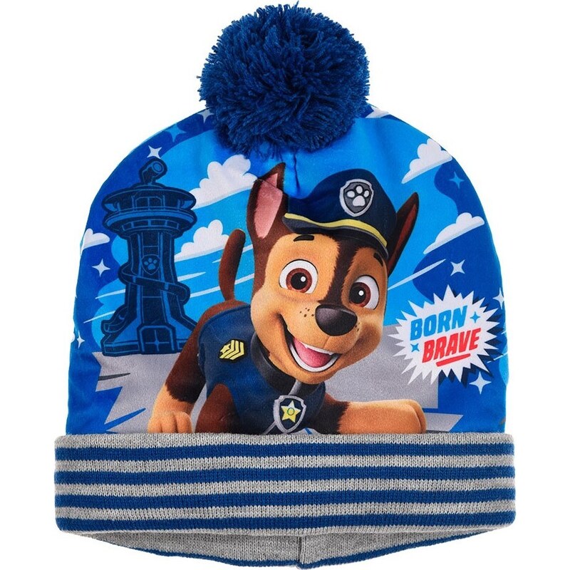 PAW PATROL MODRÁ ČEPICE S BAMBULÍ