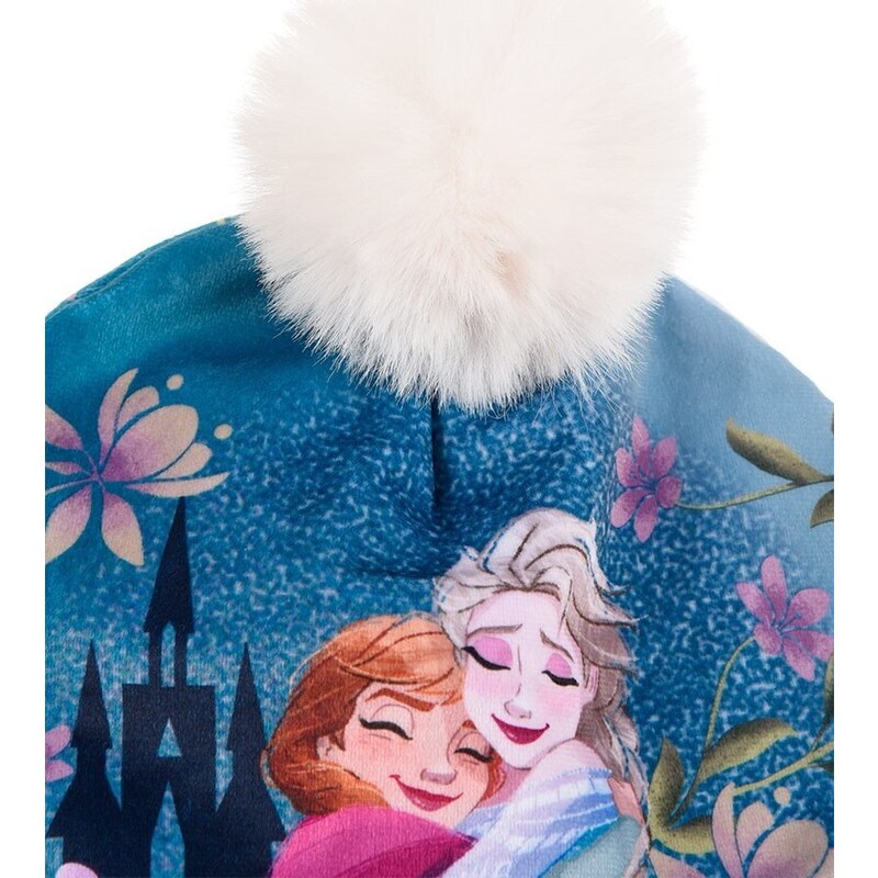 DISNEY FROZEN TMAVĚ MODRÁ ČEPICE S BAMBULÍ Barevná