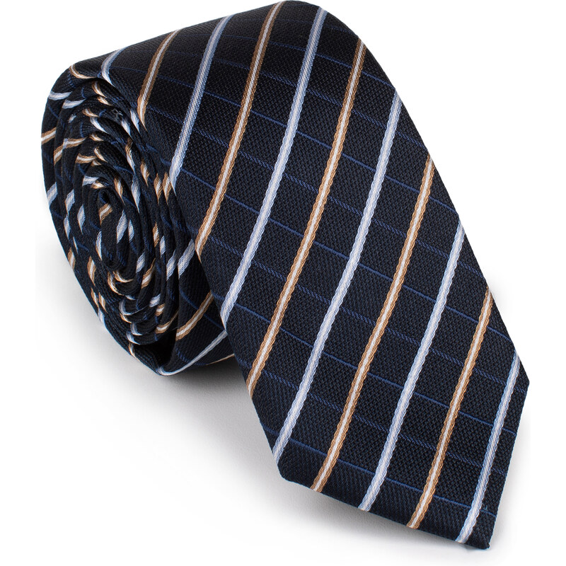 Vzorovaná hedvábná kravata Wittchen, tmavě modro-béžová, hedvábí