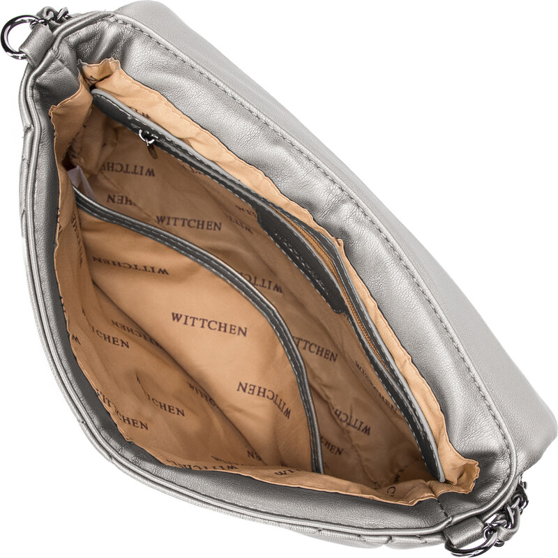 Malá prošívaná dámská kabelka s řetízkem Wittchen, stříbrno-černá, ekologická kůže