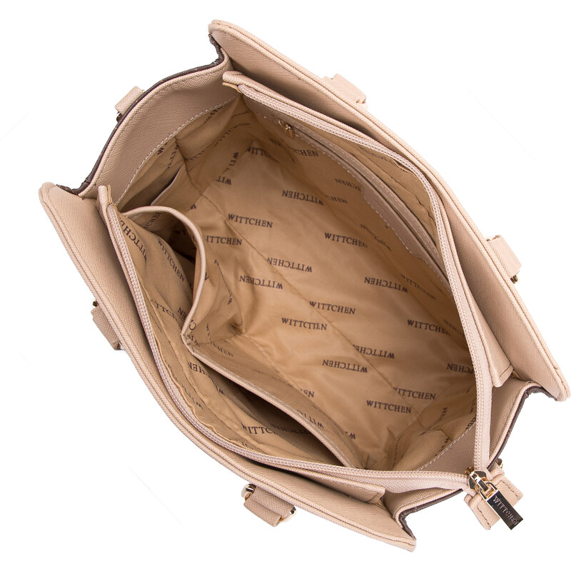 Dámská kabelka z ekologické kůže s monogramem Wittchen, hnědá, ekologická kůže