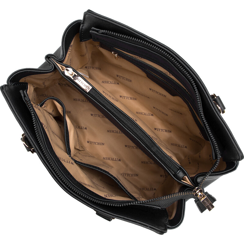Dámská kabelka z ekologické kůže s vyraženým monogramem Wittchen, černá, ekologická kůže