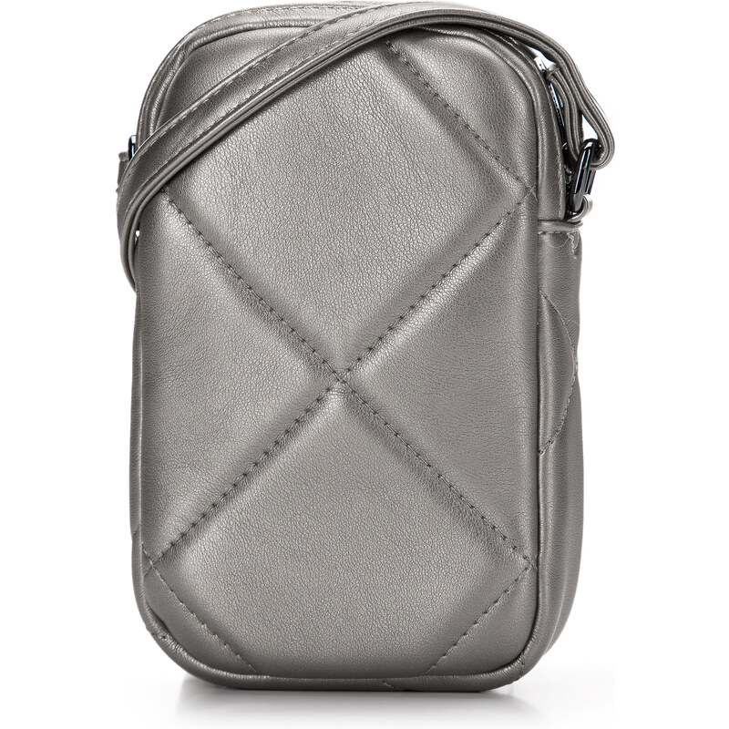 Prošívaná mini kabelka Wittchen, stříbrno-černá, ekologická kůže