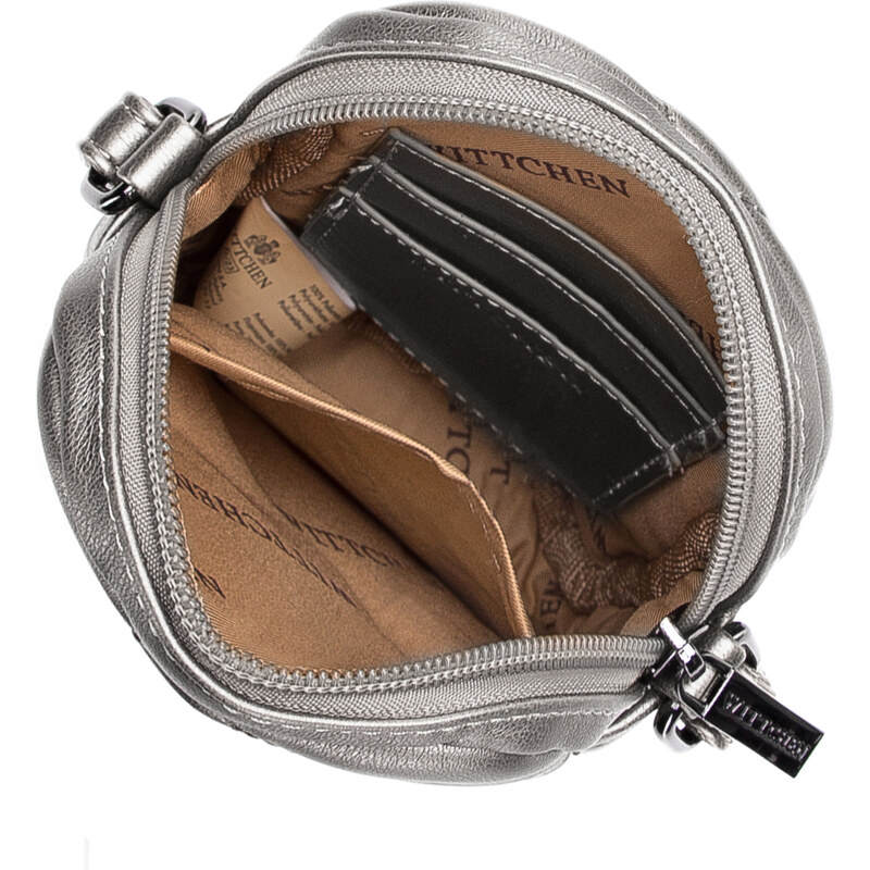 Prošívaná mini kabelka Wittchen, stříbrno-černá, ekologická kůže