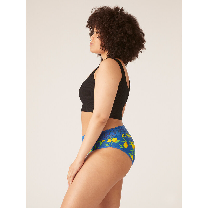 Menstruační kalhotky Modibodi Sensual Hi-Waist Bikini Heavy-Overnight Lemon Splice Blue (MODI4040LSB) XS
