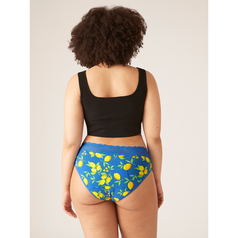 Menstruační kalhotky Modibodi Sensual Hi-Waist Bikini Heavy-Overnight Lemon Splice Blue (MODI4040LSB) XS