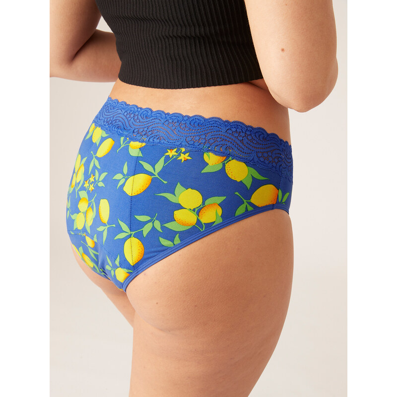 Menstruační kalhotky Modibodi Sensual Hi-Waist Bikini Heavy-Overnight Lemon Splice Blue (MODI4040LSB) XS