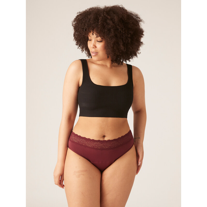 Menstruační kalhotky Modibodi Sensual Hi-Waist Bikini Heavy-Overnight Merlot Red (MODI4040MR)