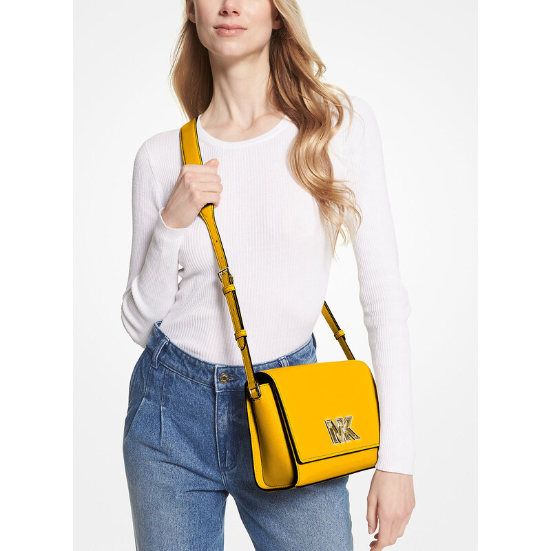 Michael Kors Mimi Medium Leather Messenger Bag Jasmine Yellow