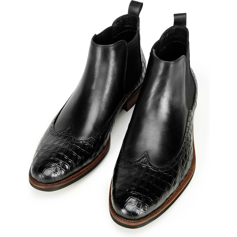 Pánské kožené boty s motivem krokodýli kůže Wittchen, černá, přírodní kůže