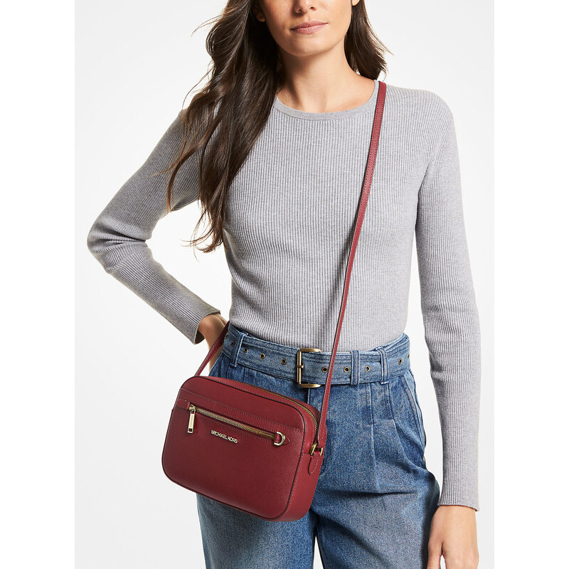 Michael Kors Kabelka Jet Set Large Saffiano Leather Crossbody Bag Dark Cherry