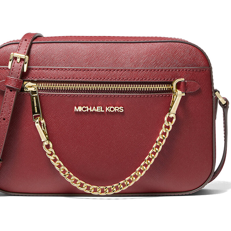 Michael Kors Kabelka Jet Set Large Saffiano Leather Crossbody Bag Dark Cherry