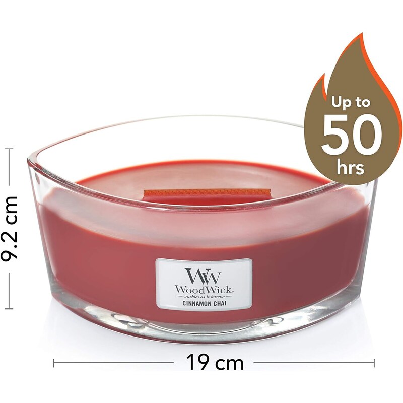 WoodWick vonná svíčka s dřevěným knotem Elipsa Elipsa Cinnamon Chai 453,6 g