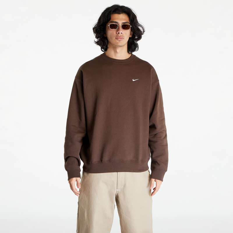 Pánská mikina Nike Solo Swoosh Fleece Crew Sweatshirt Baroque Brown/ White