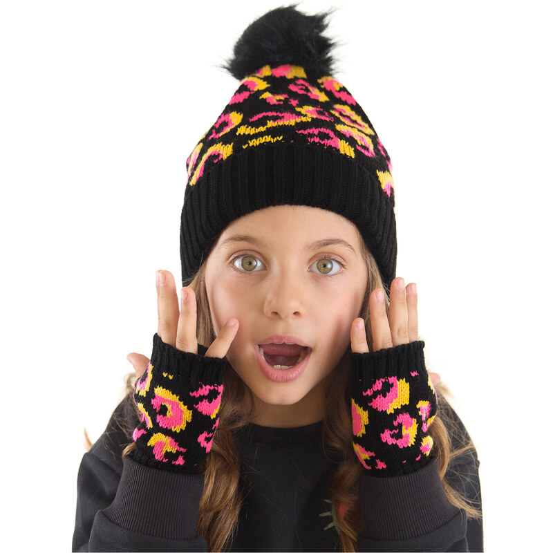 mshb&g Mushi Pink Leopard Girl's Beret and Gloves Set