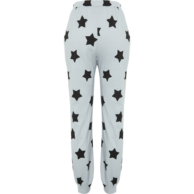 Trendyol Gray 100% Cotton Starry Knitted Pajamas Bottoms