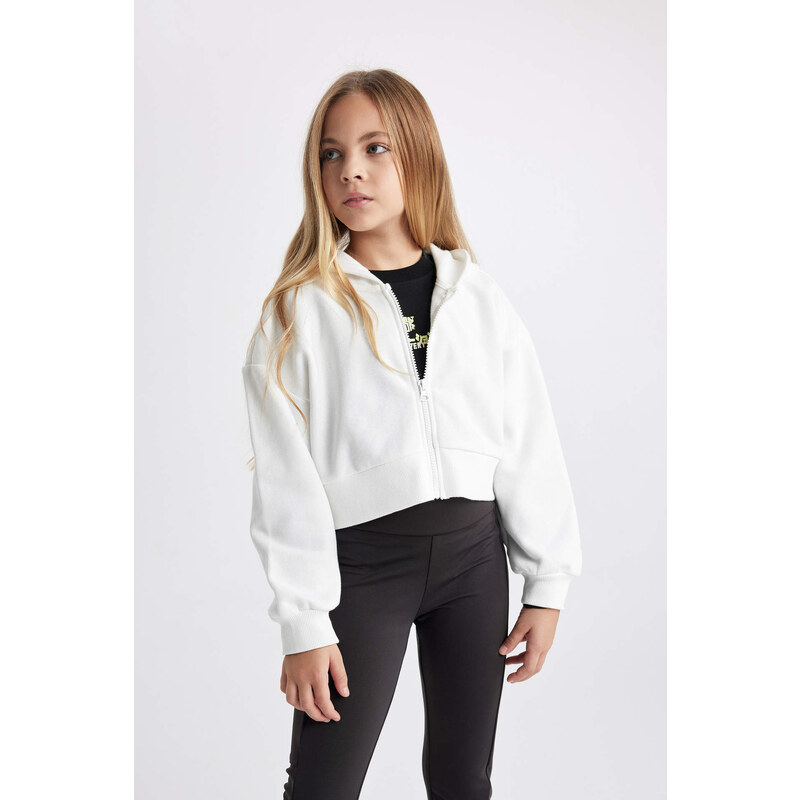 DEFACTO Crop Top Hooded Cardigan