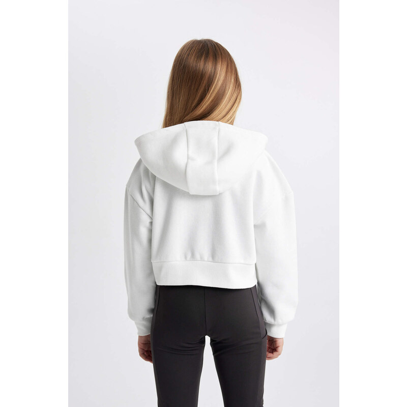 DEFACTO Crop Top Hooded Cardigan