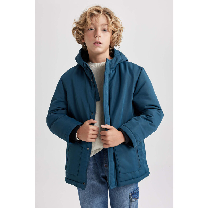 DEFACTO Hooded Fleece Lined Coat