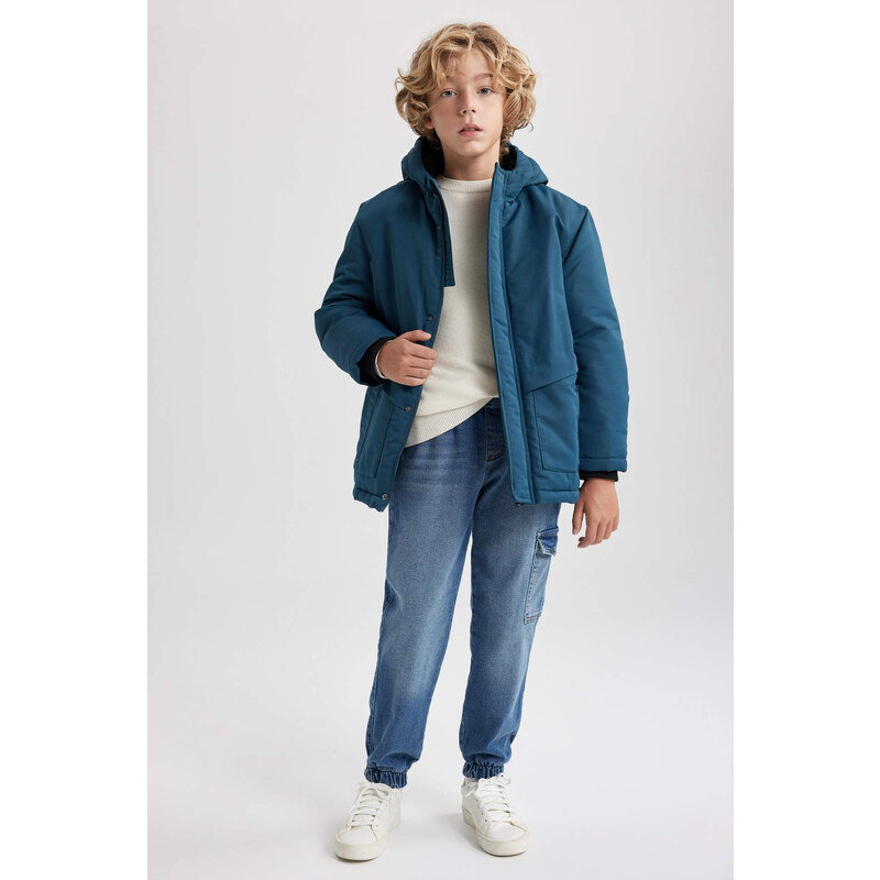 DEFACTO Hooded Fleece Lined Coat