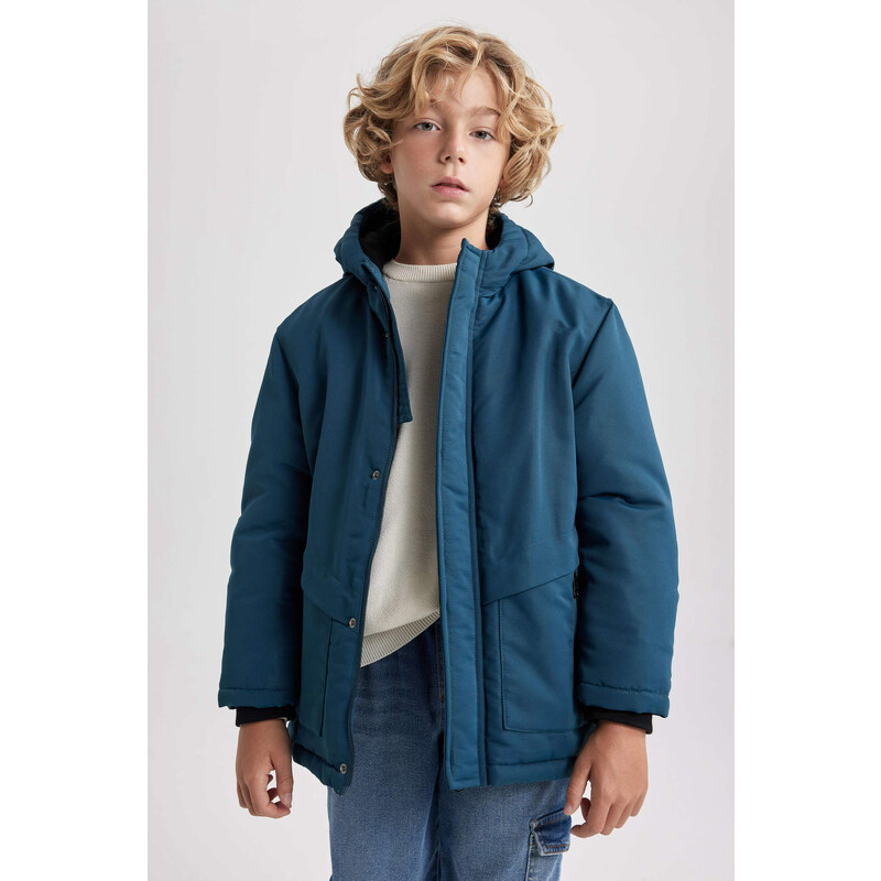 DEFACTO Hooded Fleece Lined Coat