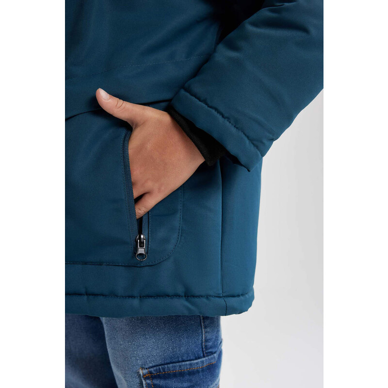 DEFACTO Hooded Fleece Lined Coat