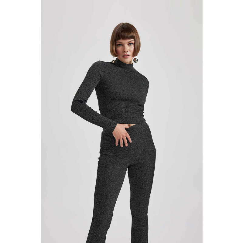 DEFACTO Slim Fit Half Turtleneck Long Sleeve T-Shirt