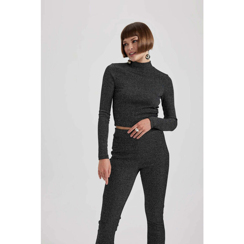 DEFACTO Slim Fit Half Turtleneck Long Sleeve T-Shirt