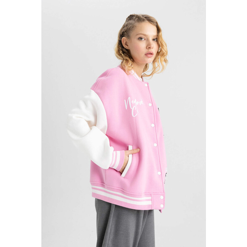 DEFACTO Oversize Fit Thick Sweatshirt Fabric Bomber Jacket