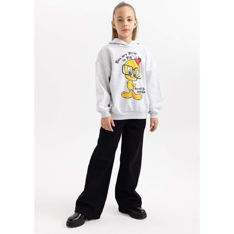 DEFACTO Oversize Fit Looney Tunes Licensed Hooded Sweatshirt