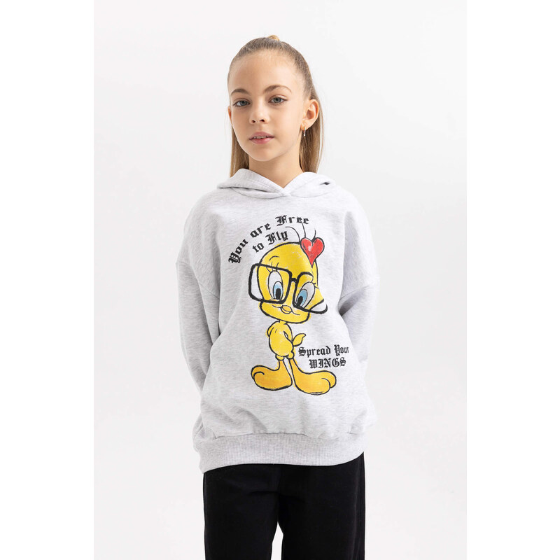 DEFACTO Oversize Fit Looney Tunes Licensed Hooded Sweatshirt